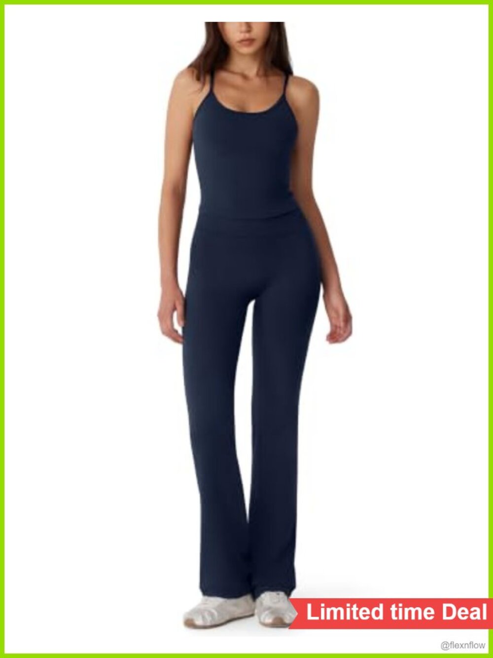 Women's 2 Piece Racerback Tank & Flare Legging Workout Set Nylon Spandex